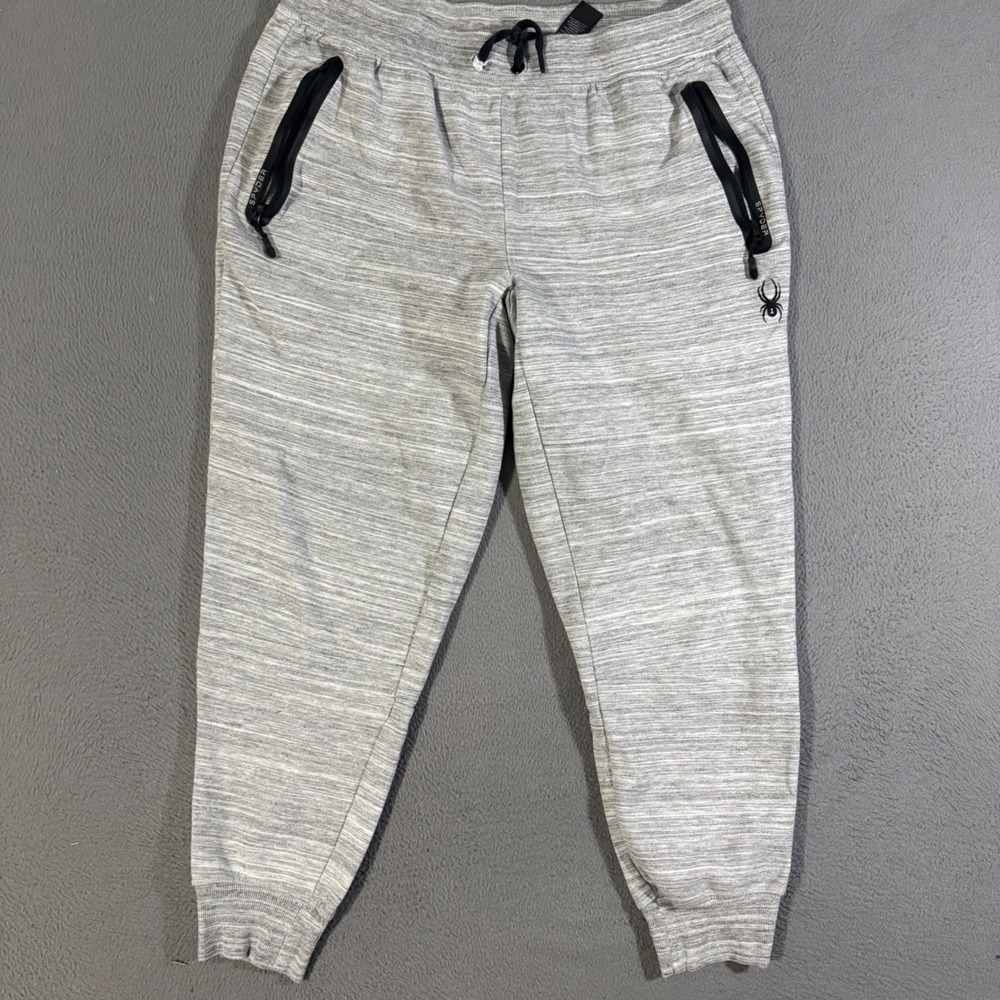 Spyder Active Mens Grey Space Dye‎ Joggers XL Tapered Zip Pockets Pro-Web